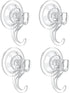 VIS'V Suction Cup Hooks - Small Heavy Duty Shower Suction Hooks, Removable and Reusable, Clear (4 Pcs)
