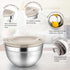 Khaki Mixing Bowls with Lids, Set of 5, P&P CHEF Stainless Steel Nesting Salad Bowl for Mixing & Storing, Refrigerator & Dishwasher Safe, Size 4.6, 3, 1.5, 1, 0.7 QT