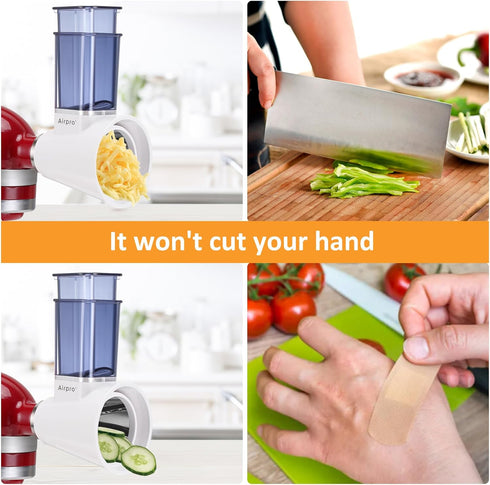 Airpro Slicer Shredder Attachment for KitchenAid Stand Mixer, Vegetable Slicer, Cheese Grater, Dishwasher Safe (Blue)