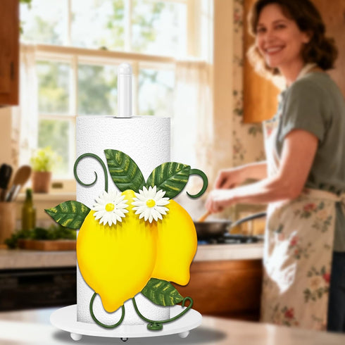 Summer Countertop Lemon Paper Towel Holder, Spring Lemon Decor for Cute Farmhouse Home Table, Housewarming Birthday