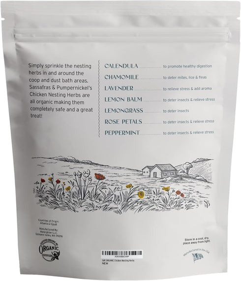 (16 oz, 1 Sassafras & Pumpernickel Certified USDA Organic Chicken Nesting Herbs Pound Bulk Bag) Aromatic Herbs
