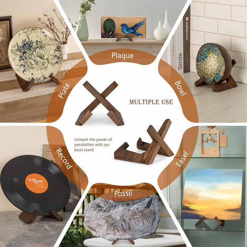 3.5 Inch Plate Stand for Display, Wooden Easel Frame Holder for Large Deep Bowls, Platters, Dishes