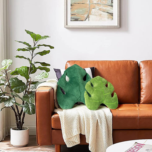 Set 2 3D 18"& 14" Set AELS of Leaves Decorative Throw Pillows, Monstera Deliciosa Plush Pillow for Plant Lovers Garden