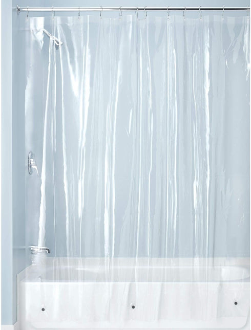 iDesign Vinyl Shower Liner, PVC-Free Curtain with Magnets, Long, Clear