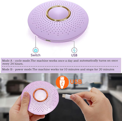 Refrigerator Deodorizer,Portable USB Rechargeable Refrigerator deodorizer, Outperforms Than Baking Soda and Charcoal Bags,Fridge and Freezer Odor Absorber to Keep Food Fresh Longer(Lilac)
