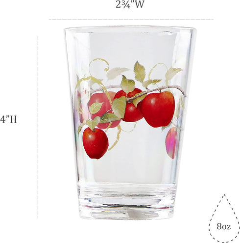 Harvest Apple Collection by Sandy Clough Acrylic Plastic Juice Drinkware, Set of 6