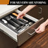 Ayiaren Kitchen Utensil Drawer Organizer Wooden Cutlery Tray Wood Silverware Drawer Divider Flatware Organizer Utensils Tray Black Bamboo Cutlery Organizer for Drawer Inserts Silverware Tray by Ayiaren