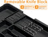 Homecor Silverware Organizer, Expandable Large Kitchen Drawer Organizer with 2 Removable Knife Blocks, Black