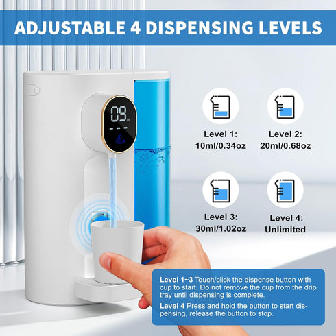 20.3 oz 4 Wall/Countertop, Automatic Mouthwash Dispenser Touchless for Bathroom, Dispensing Levels, Magnetic Cup, USB