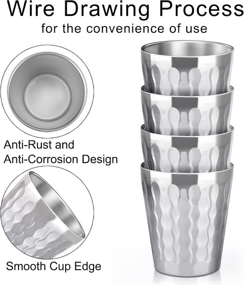 Beasea 10 oz Stainless Steel Cups - 8 Pack Small Bulk Insulated Tumblers for Home, Office, Party, and Camping