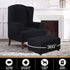PrinceDeco Stretch Ottoman Cover Slipcovers, Rectangle for Living Room Foot Stool, Thick Checked Jacquard Fabric
