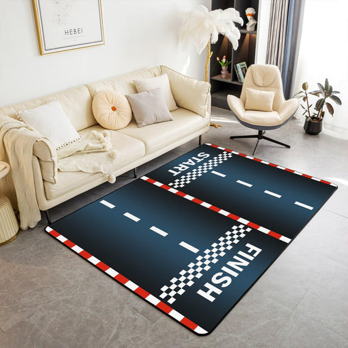 Castle Fairy Racing Car Track Rug - 3'x5' Cool Sports Car Road Decor Area Rug for Bedroom Playroom Living Room