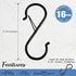 ADIIL 16 Pcs S Hooks with Safety Buckle, Heavy Duty Metal S Shaped Hooks for Hanging Plants, Kitchen Utensils