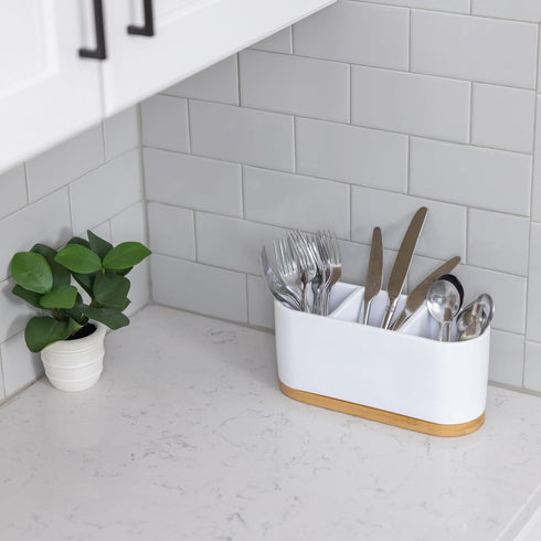 DAILY RITMO Countertop Silverware Holder, Oval Cutlery Caddy for Utensils, Desk Organizer Caddy for Parties