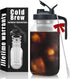 Cold Brew Mason Coffee Maker, 64oz Iced Coffee Pitcher with Stainless Steel Mixing Spoon & Super Dense Filter