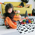 KUNRO Bat Pattern Halloween Storage Gift Basket, Canvas Storage Bins with Handles, Rectangle Organizer