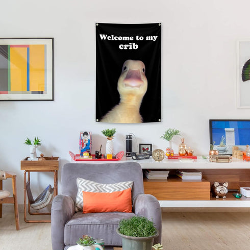 Generic 2x3 4 Grommets. Welcome To My Crib Flag Feet Tapestry With Brass Funny Flag for Teen Girls Room Indoor Outdoor