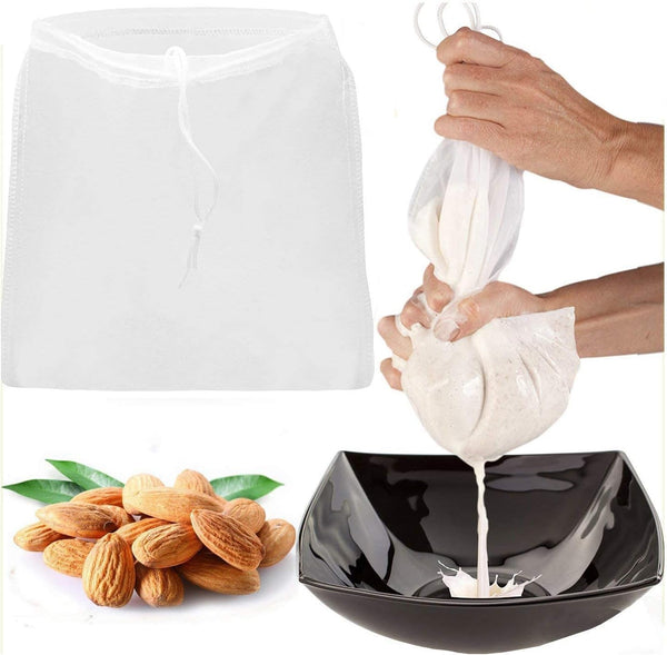 2 Pcs Pro Quality Nut Milk Bag - 10"X12" Reusable Almond Milk Bag & Food Strainer