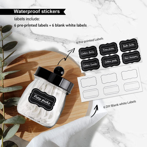 SheeChung 3 Pack Qtip Holder Bathroom Jar Set - Apothecary Mason Jar for Home Storage Organizer, Qtip Dispenser