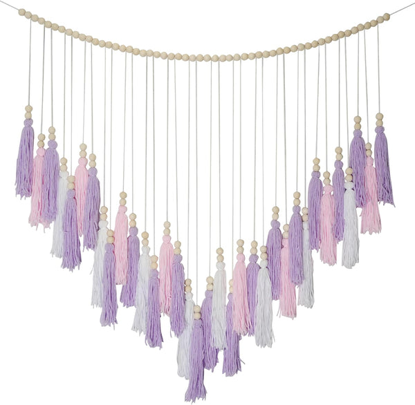 Ariswill Pink & Purple Macrame Hanging Boho Wall dcor, Purple Wall Decor for