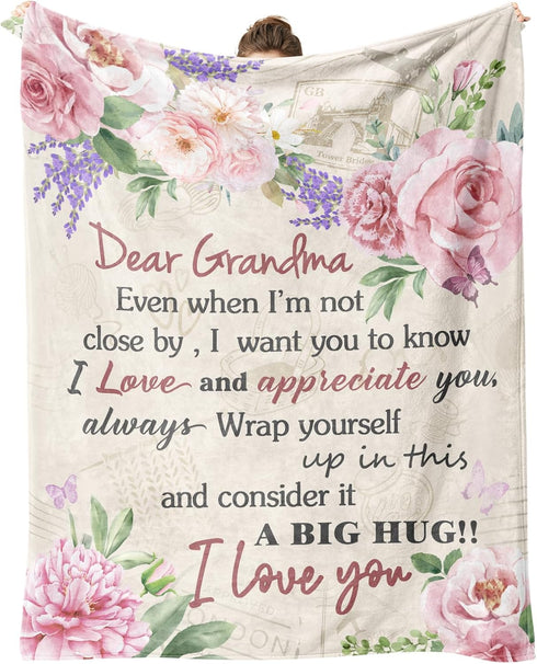 Grandma Gifts, Gifts for Grandma from Granddaughter Grandkids, Grandmas Blanket, Best Birthday