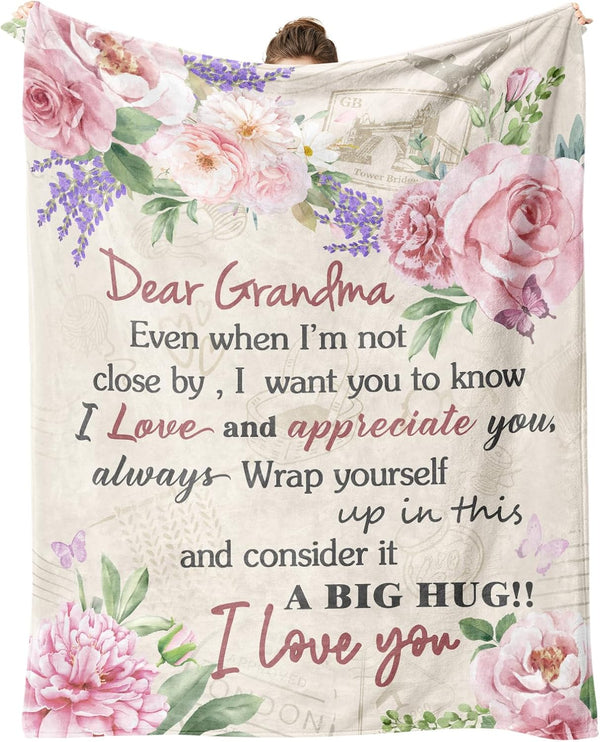 Grandma Gifts, Gifts for Grandma from Granddaughter Grandkids, Grandmas Blanket, Best Birthday
