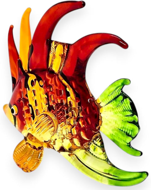 WitnyStore Tiny 3" Red Orange Green Lionfish Figurine - Miniature Hand Blown Glass Marine Animals Collectible Decor