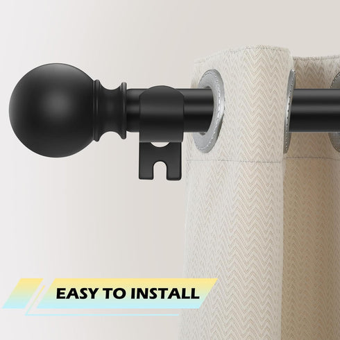 Matte Black Curtain Rods Set, 5/8 inch Splicing Drapery Rods, Size: 18 to 60 Inches (1.5-5 Feet)
