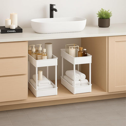 4 ShellKingdom Tier Bathroom Storage Organizer, Slim Rolling Storage Cart for Narrow Space, Mobile Shelving Unit