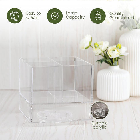 ELTOW Acrylic Swivel Silverware Caddy, Stylish Kitchen Table Organizer for Spoons, Forks, Knives, Napkins