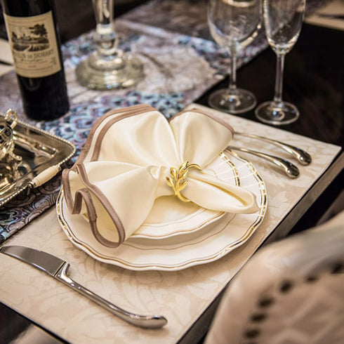 KPOSIYA Set of 20 Gold Leaf Napkin Rings, Metal Table Napkin Holders for Parties & Everyday Use