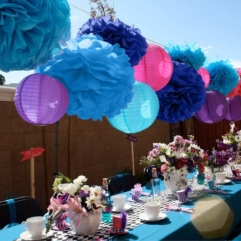 Binpeng Paper Pom Poms Hanging Paper Flower Ball Decorations for Party Birthday Celebrations (Black 6PCS)