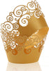 KPOSIYA Cupcake Wrappers, 100 Pack Filigree Artistic Bake Cake Paper Cup, Gold Laser Cut Liner for Wedding Party
