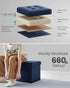 SONGMICS Foldable Storage Ottoman, 15 x 30 x 15 Inches, Midnight Blue, 660 lb Load Capacity