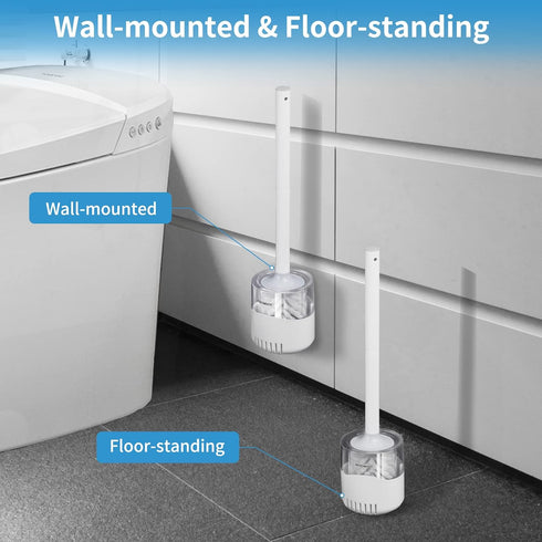BOOMJOY Toilet Bowl Brush with Holder - Durable Toilet Cleaner Brush with Dense Bristles & Clear Base for Bathroom