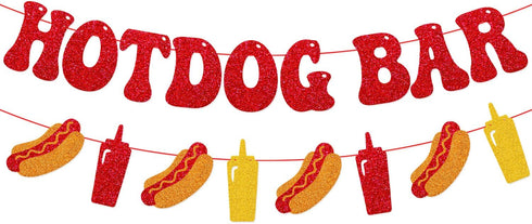 YWLACC Hotdog Bar Banner Hotdog Birthday Party Supplies for Children Kids Sausage Bday
