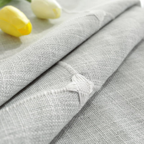 36 Inch Round Lattice Small Tablecloth Cotton Linen Grey Dust-Proof Washable Boho Embroidery Table Cover Rustic Table