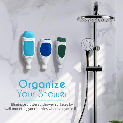 Squeezi 2 Unit Pack Wall Mounted Shower Dispenser for Shampoo and Soap Bottles, Bright White