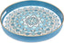 13 Round Cyan Decorative Tray for Coffee Table, Ottoman, Plastic Serving Platter Tray with Handles for Entertaining