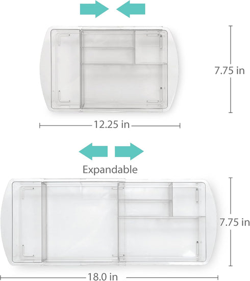 BINO 7-Section Expandable Plastic Drawer Organizer - Space-Saving Makeup Storage, BPA-Free Material, Home Essential