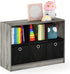 Furinno Basic 3x2 Cube Storage Bookcase Organizer with Bins in French Oak Grey/Black