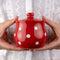 City to Cottage Ceramic Sugar Bowl with Lid, 10oz Sugar Container for Coffee Bar, Handcrafted Red Polka Dot