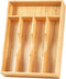 Umilife Bamboo Kitchen Drawer Organizer - 9 Inch Silverware Tray Holder for Small Drawers, Wood Caddy for Flatware