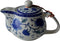 Blue White Peony Flower Teapot, 500ml Porcelain Kettle with Stainless Infuser (Mudan Flower)