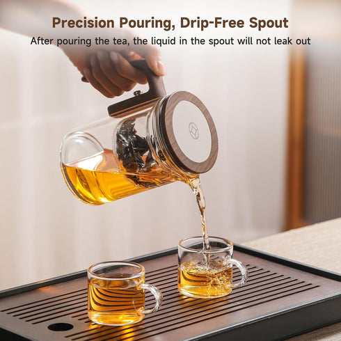 GrowCube 1000ML/33.82oz Tea Infuser Enchanti Tea Pot, Magic Glass Teapot with Infusers for Loose Tea, Detachable Glass