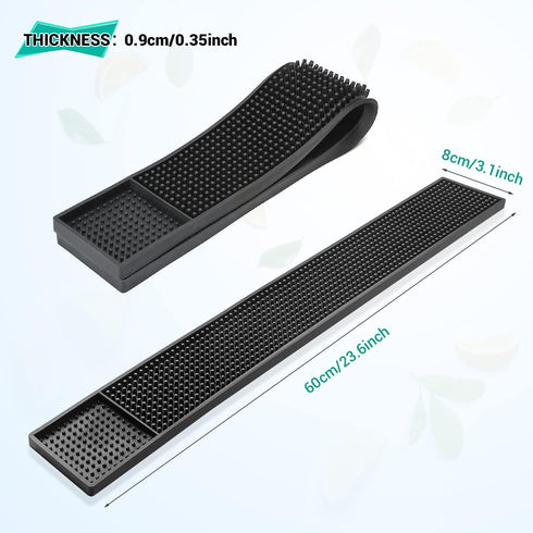 Facmogu 2PCS Rubber Bar Mats - 24x3" Coffee Bar Countertop Spill Mats, Non-Slip Heat Resistant Tabletop Protection Mat