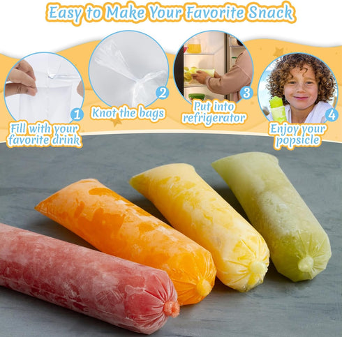 400 4x12 MAQIHAN Ice Candy Plastic Bags - Bolsas para bolis de hielo mexicanos Freeze Icepop Popsicle Mold Bags bolis
