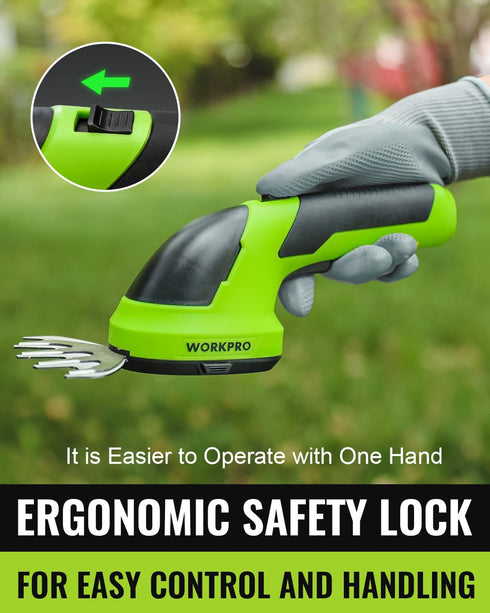 WORKPRO Cordless Grass Shear & Shrubbery Trimmer, 2 in 1 Handheld 7.2V Electric Grass Cutter with Battery Included