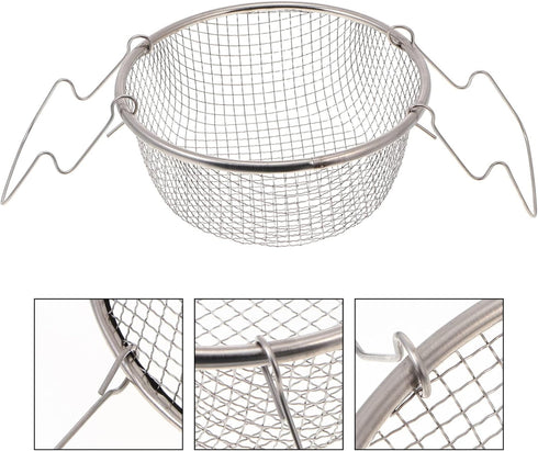 Potato Cooking Strainer, Stainless Steel Frying Basket, Foldable Colander for Steaming, Straining, Rinsing