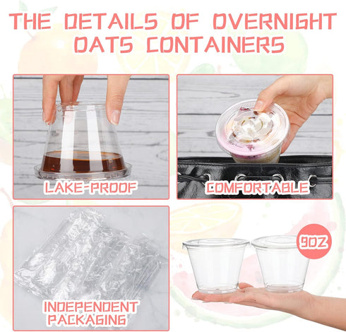 200 9 oz Sets, 100 Pack 100 Didaey Pcs Clear Plastic Parfait Cups with Flat Lids and Spoons Disposable Yogurt Parfait